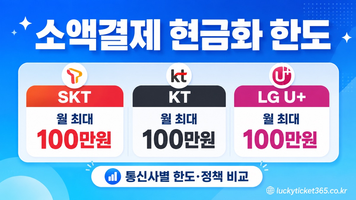 소액결제 현금화 한도 — SKT KT LG U+ 통신사별 월 최대 100만원 비교
