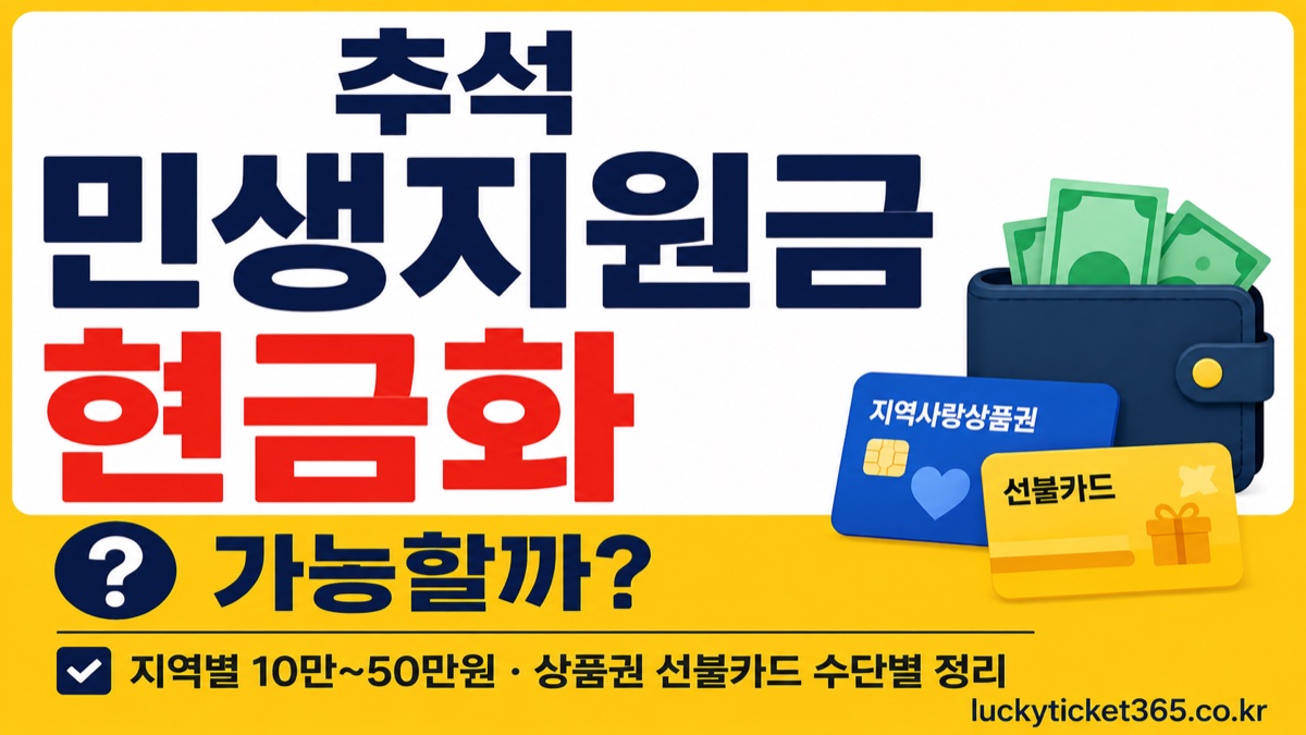 추석 민생지원금 현금화 가능할까 — 상품권·선불카드 수단별 정리