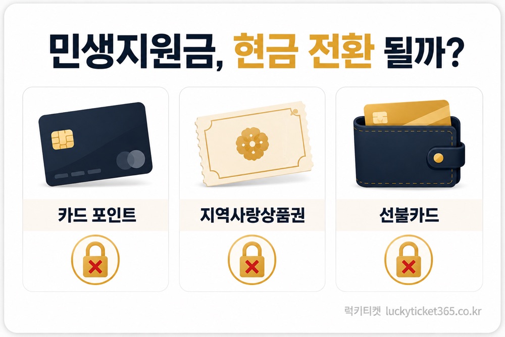 민생지원금 현금 전환 가능 여부 — 카드 포인트·지역사랑상품권·선불카드 비교