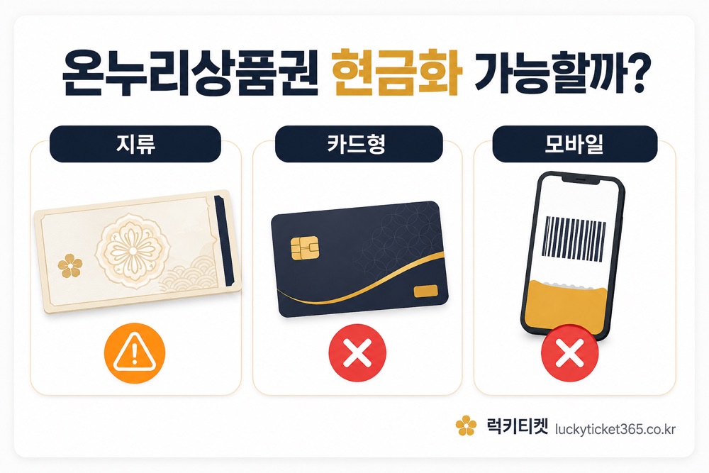 온누리상품권 현금화 가능 여부 — 지류·카드형·모바일 종류별 비교